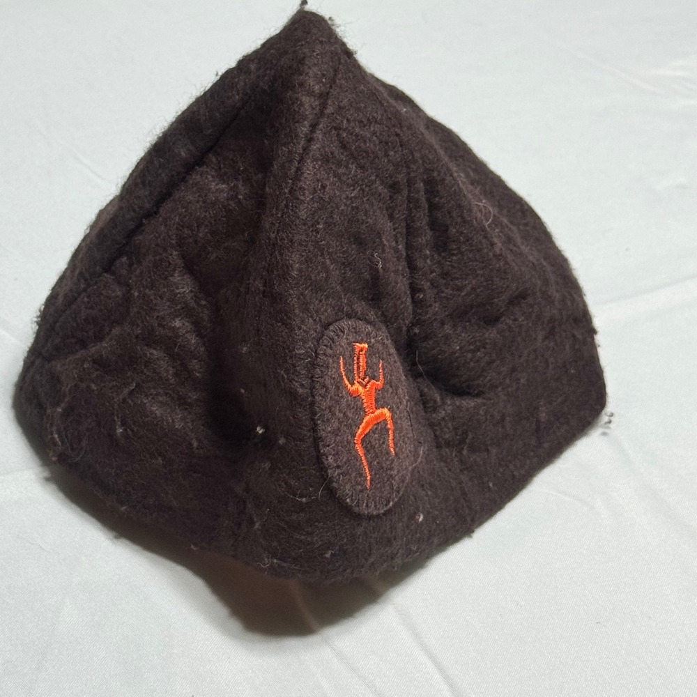 Girl Scouts Brownie Vintage Beanie Hat Girls Large Wool Rayon Brown USA